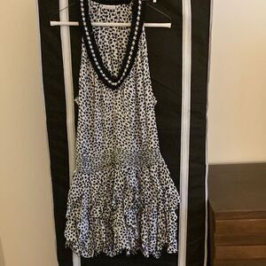Poupette St Barth Beline Tank Dress/Coverup in Black & White print. Size Medium.